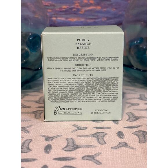 Byroe Teatime Peach Kombucha Tea Clarifying Clay Mask Jar - Picture 2 of 4